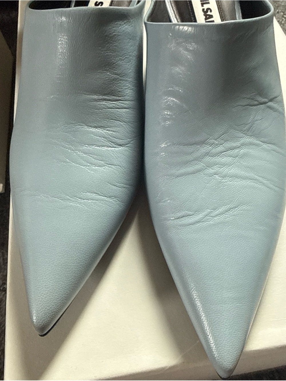 Jil Sander Women's Pointed Mule - Light Blue Leather size 35 - Picture 3 of 10